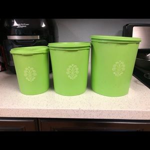 Set 3 Green 1970’s nestling Tupperware Canisters